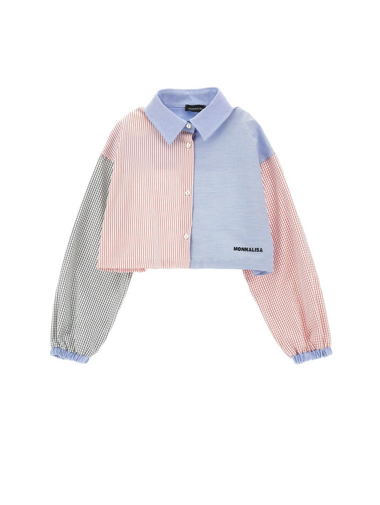 Patchwork cropped shirt