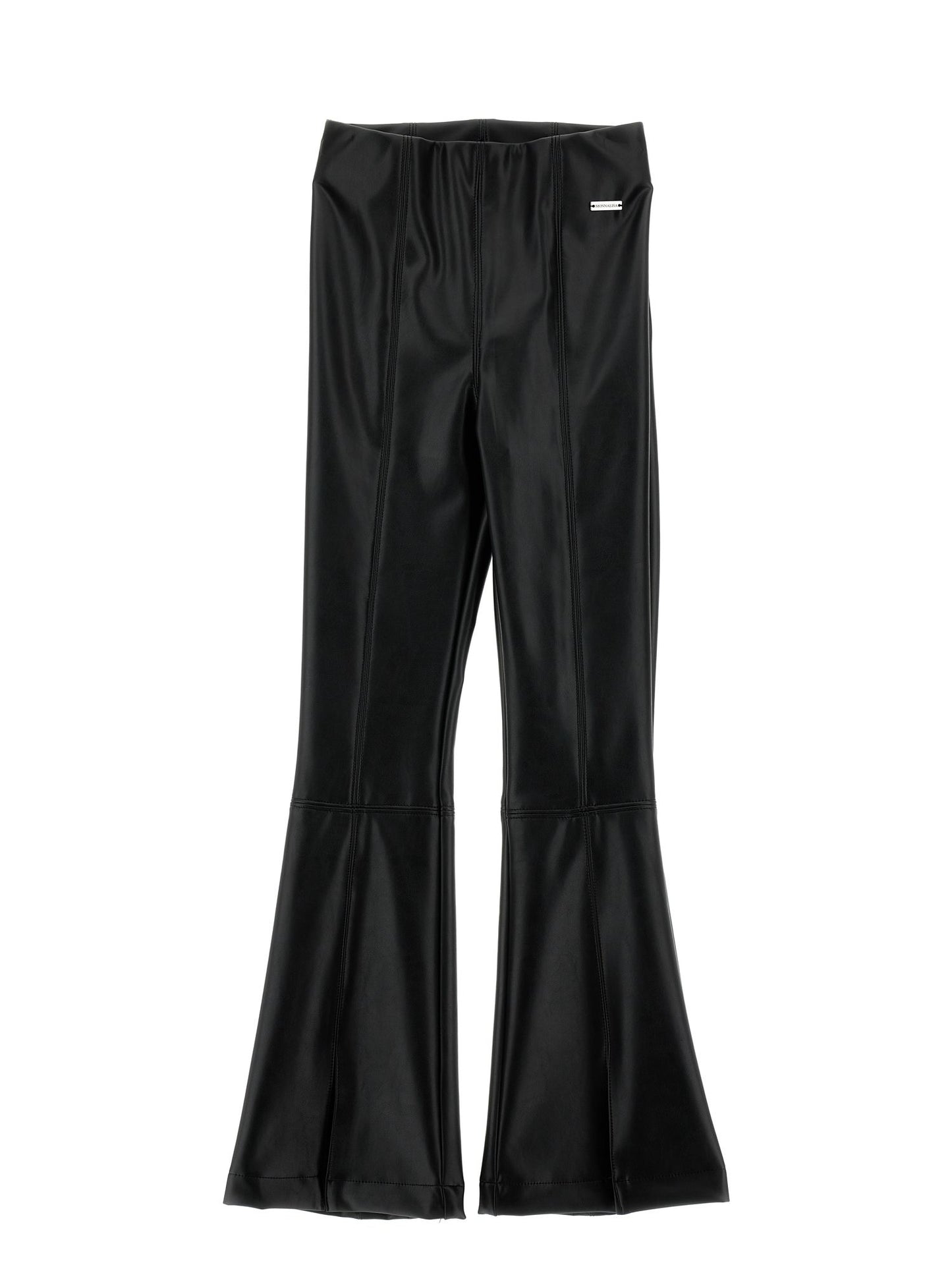 Coated fabric trousers with slits