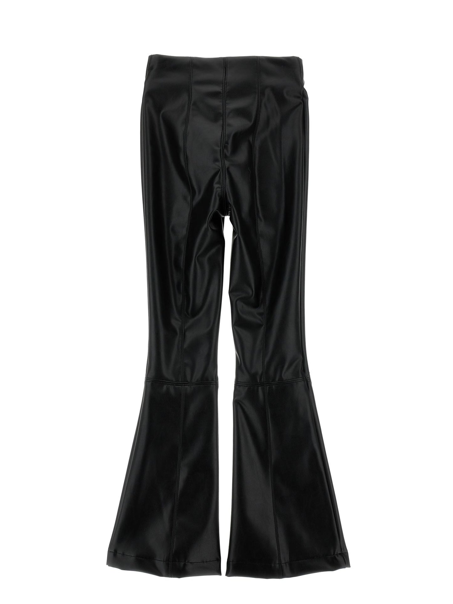 Coated fabric trousers with slits