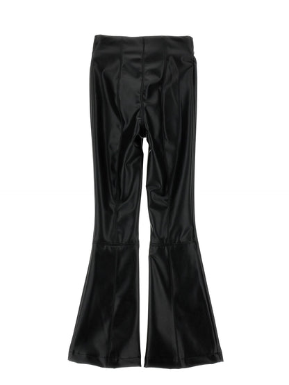 Coated fabric trousers with slits