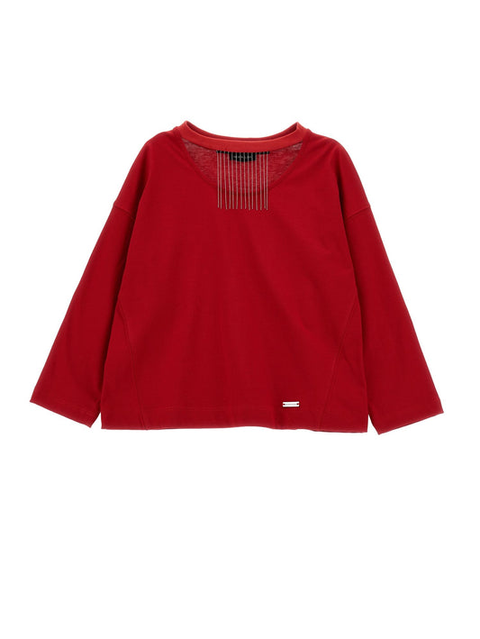 Jersey T-shirt with metallic fringes