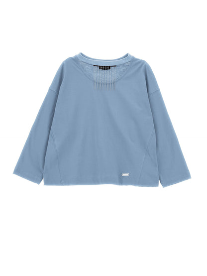 Jersey T-shirt with metallic fringes