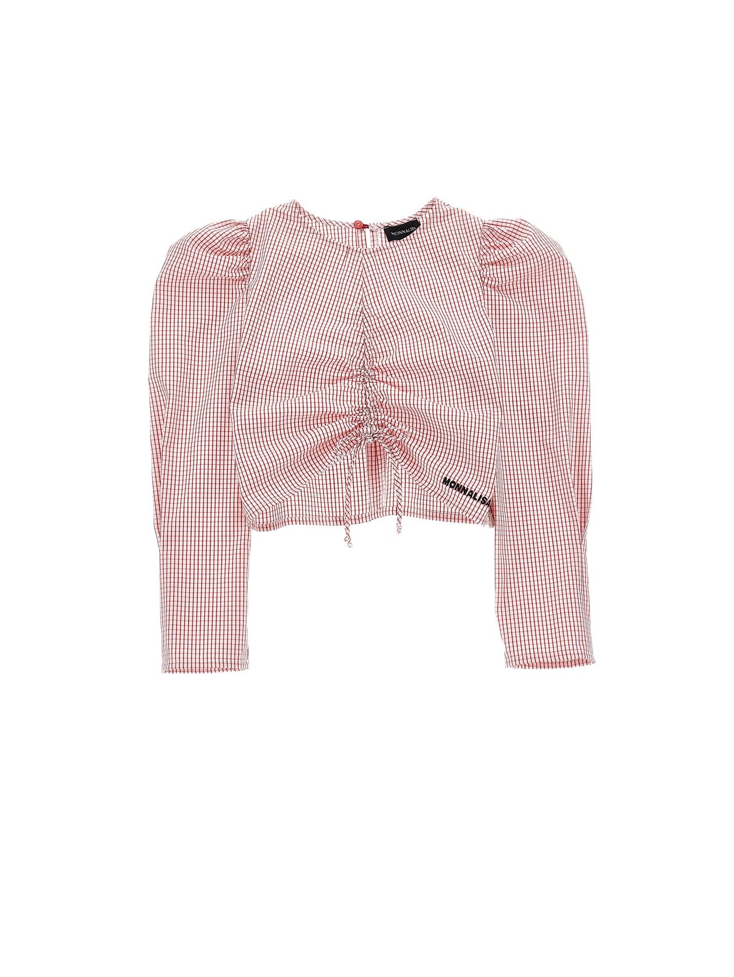 Long-sleeved ruffle poplin top