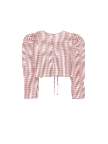 Long-sleeved ruffle poplin top
