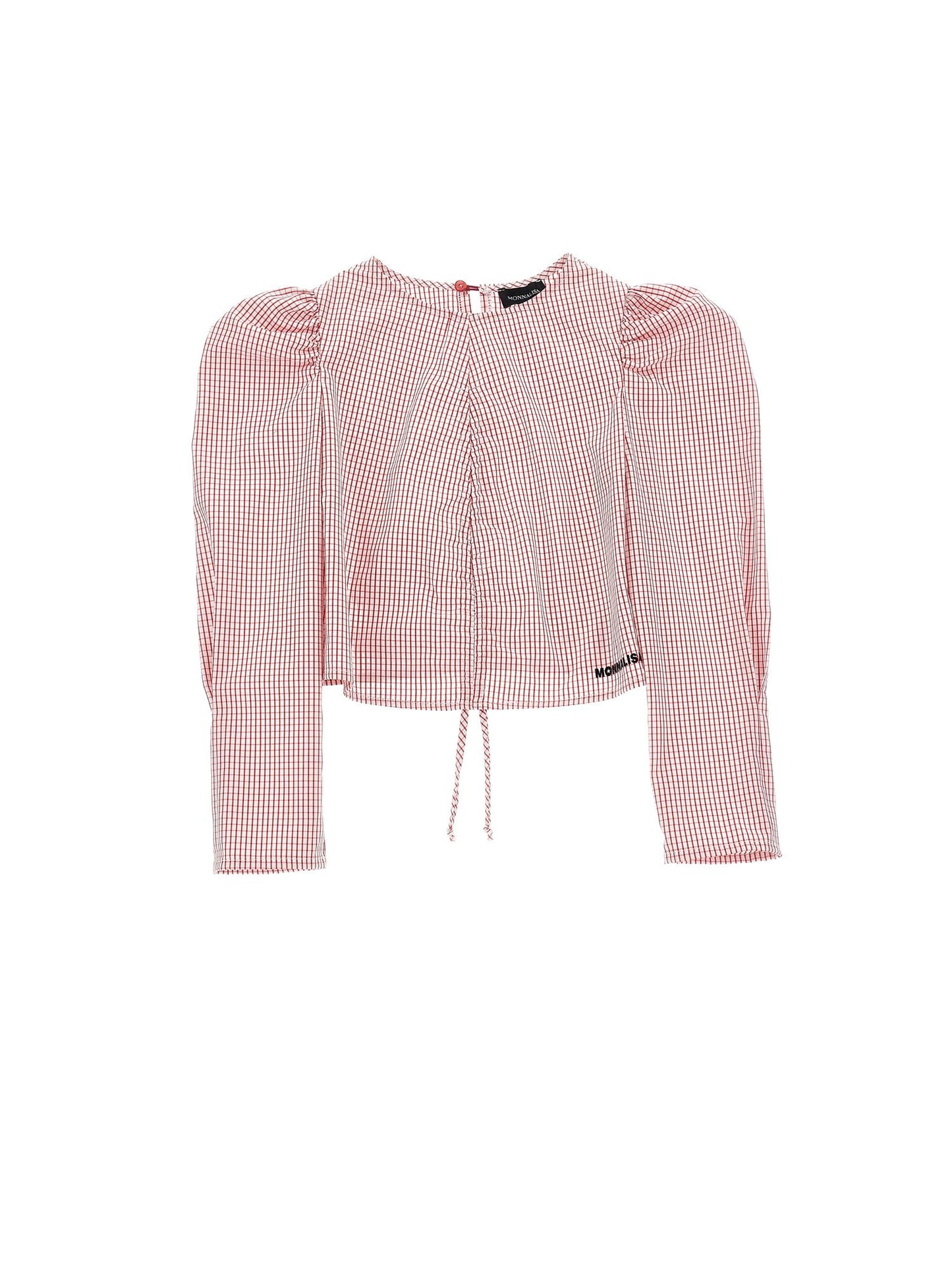 Long-sleeved ruffle poplin top