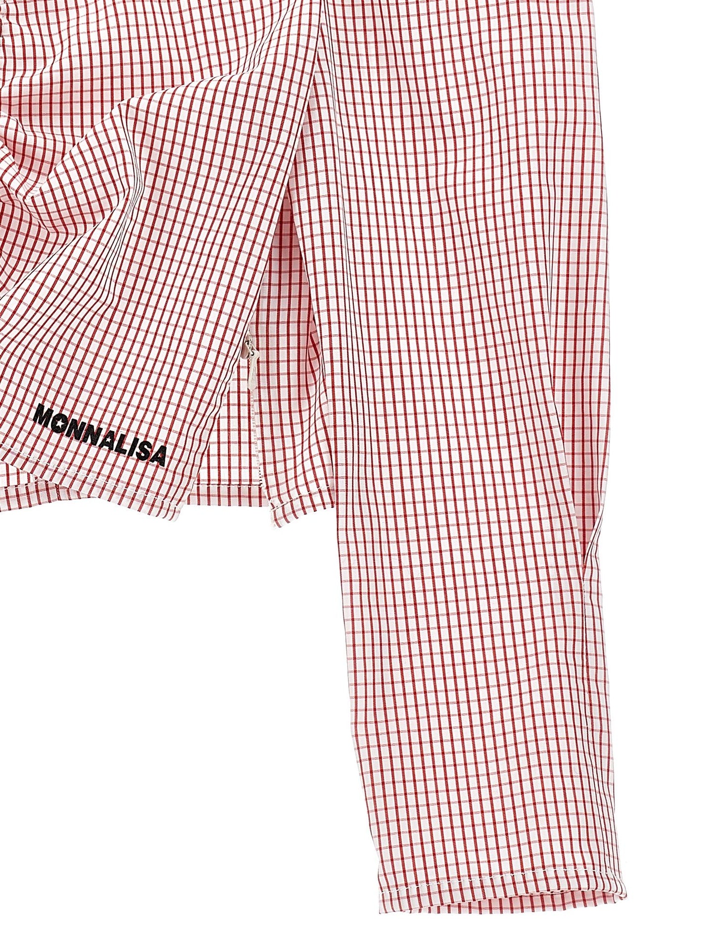 Long-sleeved ruffle poplin top