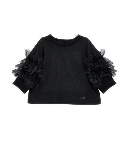 Jersey T-shirt with glitter ruffles