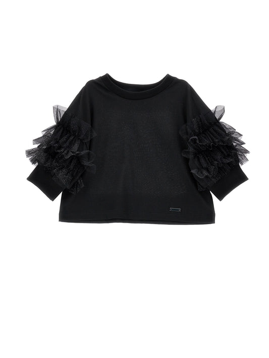 Jersey T-shirt with glitter ruffles