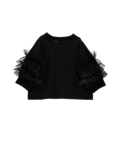 Jersey T-shirt with glitter ruffles