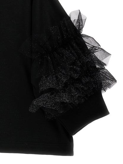 Jersey T-shirt with glitter ruffles