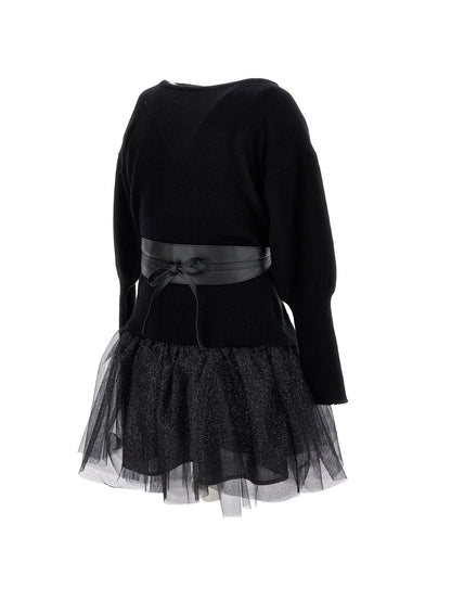 Abito maglia e lurex con cintura