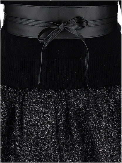 Abito maglia e lurex con cintura