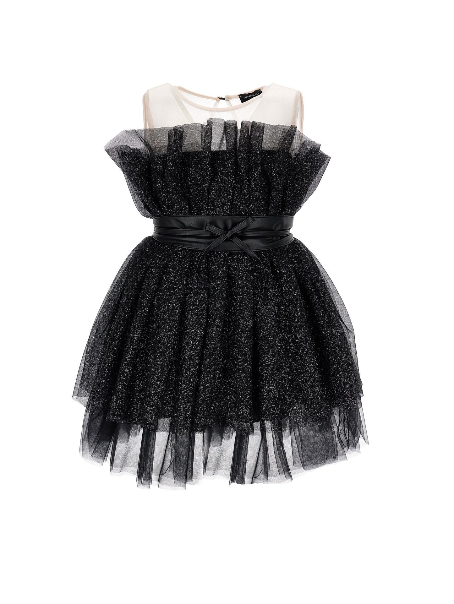 Abito tulle lurex con cintura
