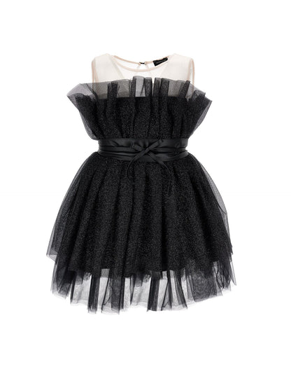 Abito tulle lurex con cintura