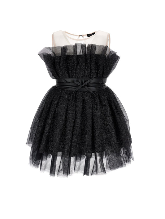 Abito tulle lurex con cintura