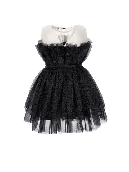 Abito tulle lurex con cintura