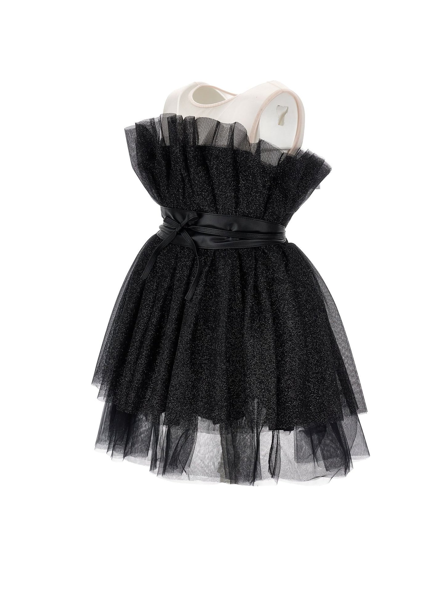Abito tulle lurex con cintura