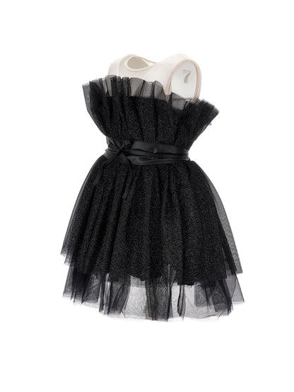 Abito tulle lurex con cintura