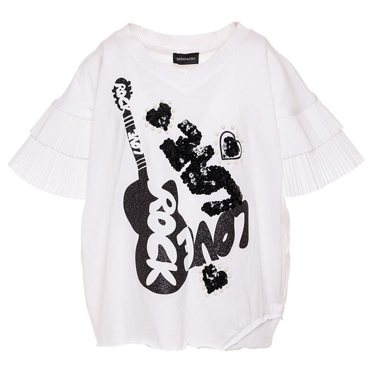 Pleated and sequined T-shirt