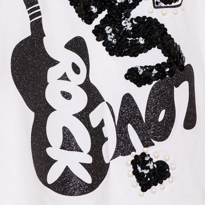 Pleated and sequined T-shirt