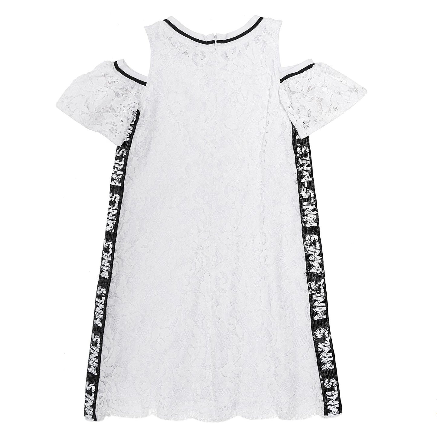 Abito pizzo e bande paillettes