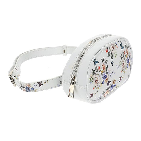 Leather bum bag with print