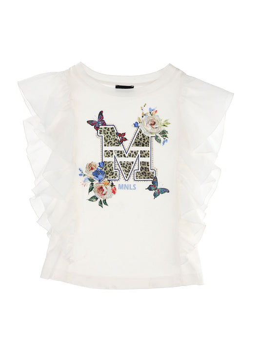 Jersey T-shirt with ruffles