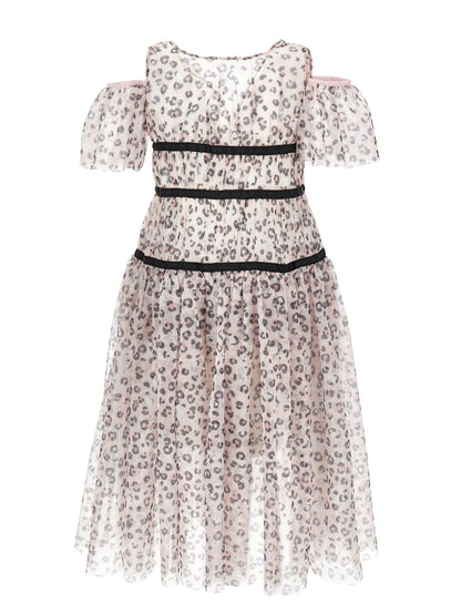 Abito lungo tulle animalier
