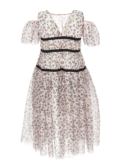 Abito lungo tulle animalier