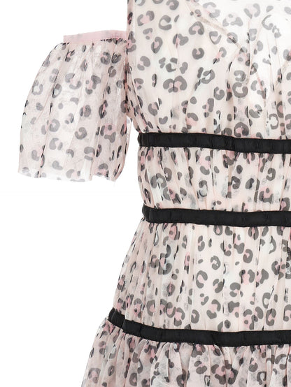 Abito lungo tulle animalier