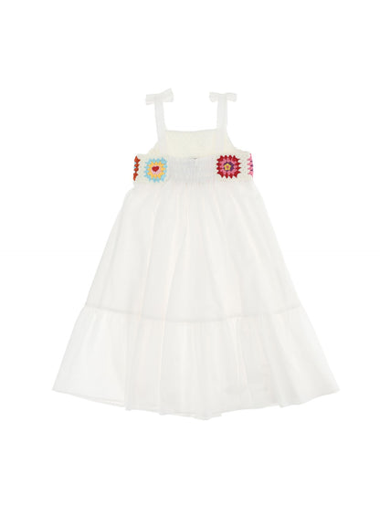Abito cotone lino crochet