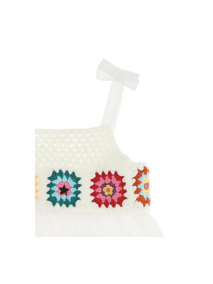 Abito cotone lino crochet