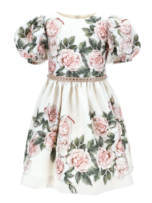 Brocade dress with roses