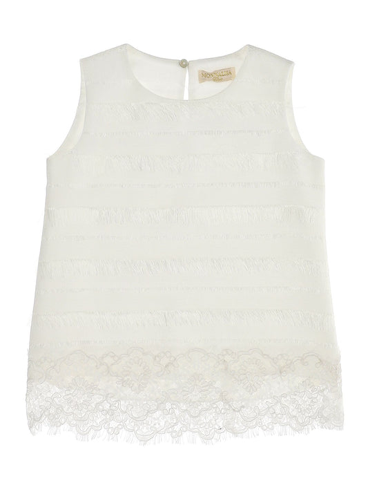 Crepe and lace top