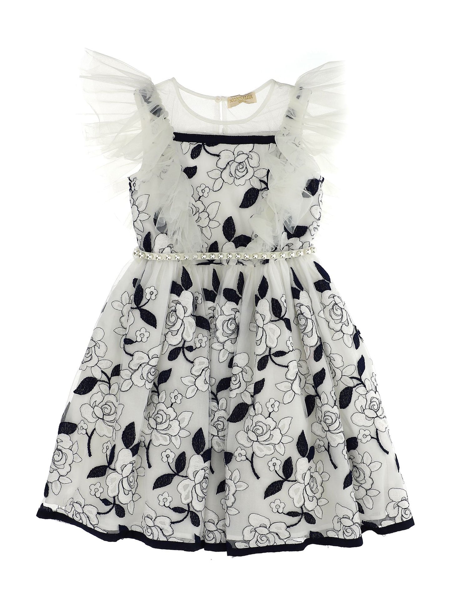 Abito in tulle e rose ricamate