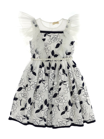 Abito in tulle e rose ricamate