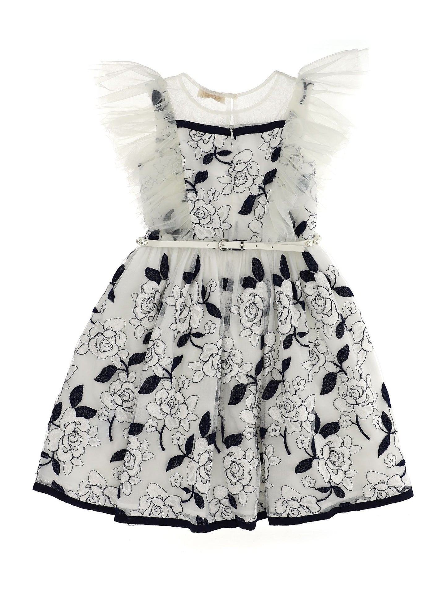 Abito in tulle e rose ricamate