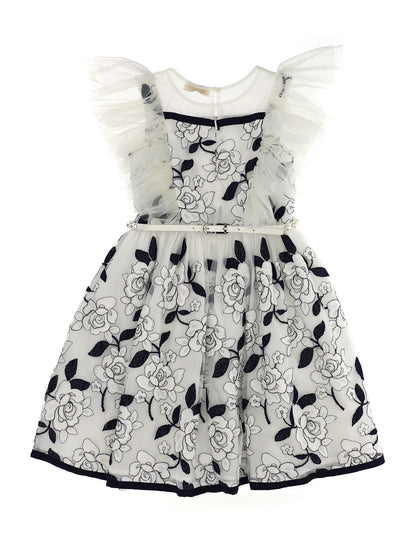 Abito in tulle e rose ricamate