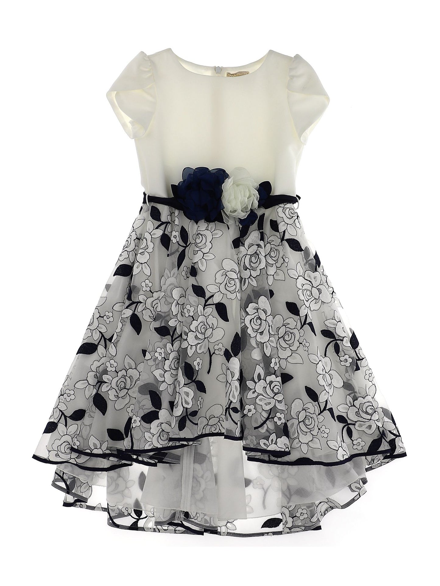 Abito cady con gonna tulle ricamata