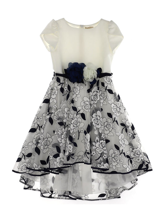 Abito cady con gonna tulle ricamata