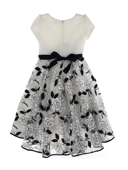 Abito cady con gonna tulle ricamata