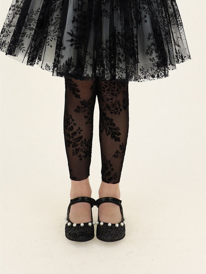 Flock tulle leggings