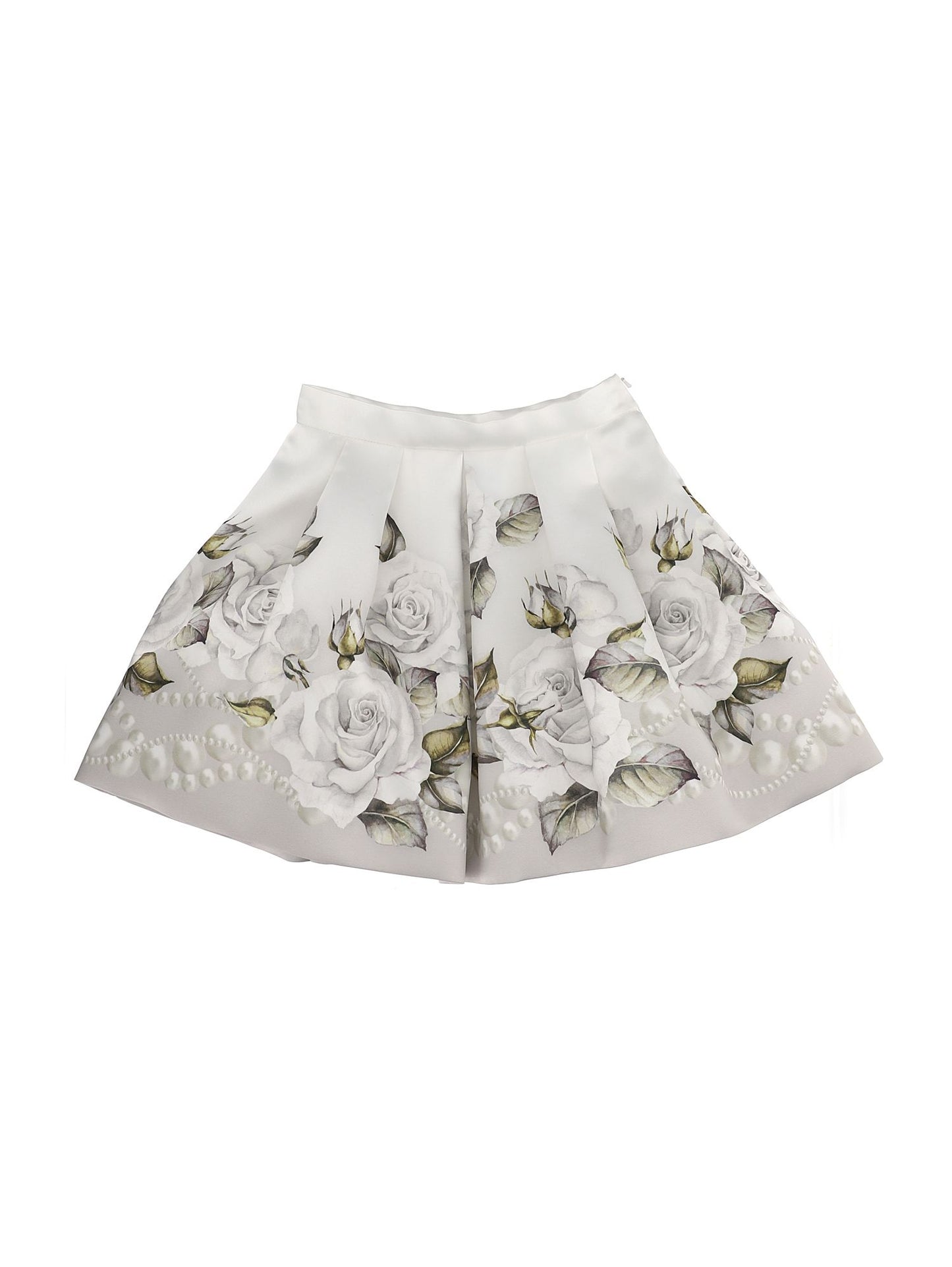 Mikado skirt with pearl rose print