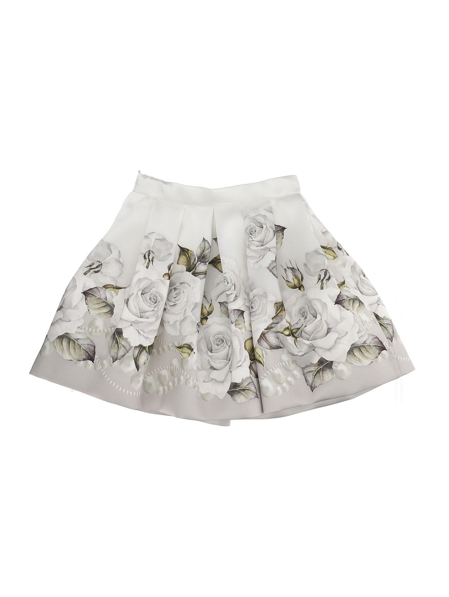 Mikado skirt with pearl rose print