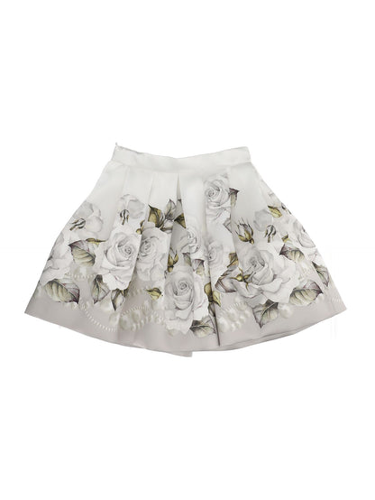 Mikado skirt with pearl rose print