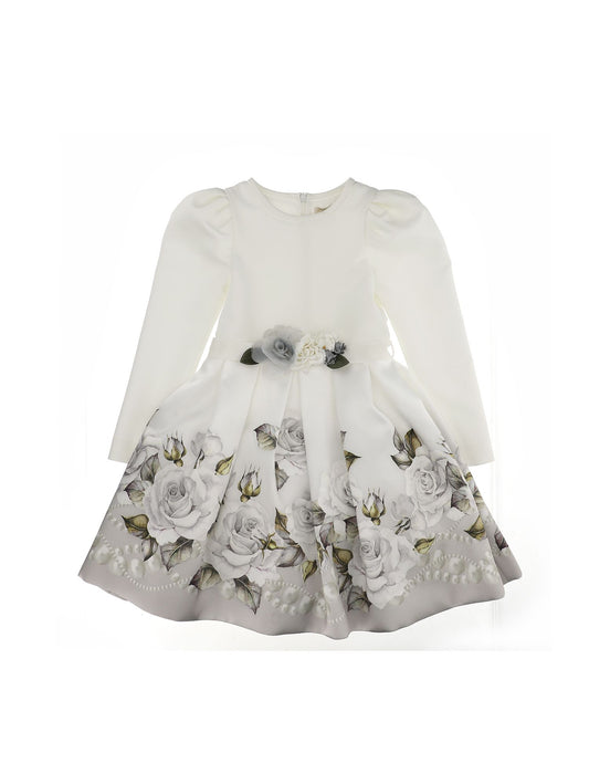 Mikado dress with roses and pearls