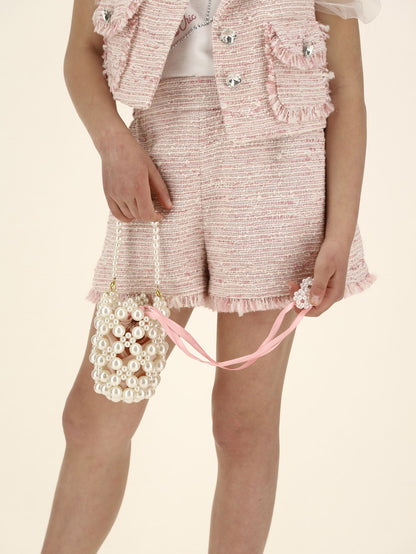 Striped bouclè shorts