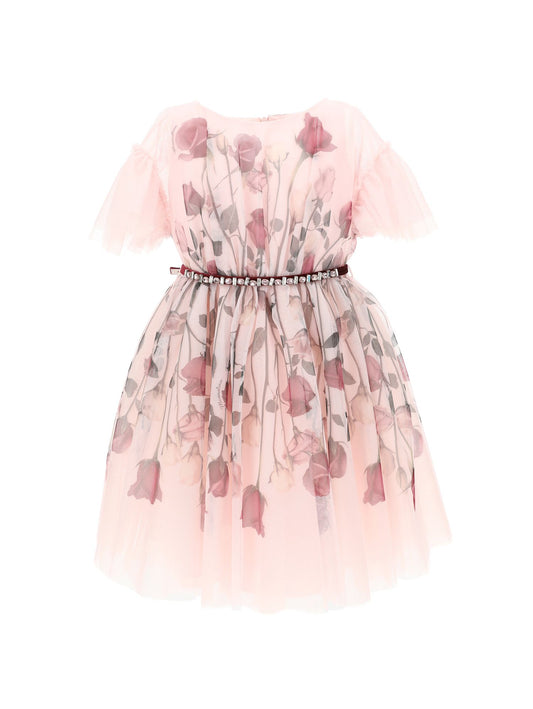 Abito tulle stampa rose