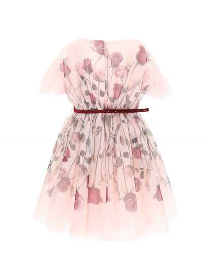 Abito tulle stampa rose
