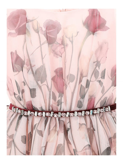 Abito tulle stampa rose